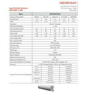 ANTENA KIERUNKOWA 690-4000MHz 11dBi 2  port logoperiodic 4.3-10F