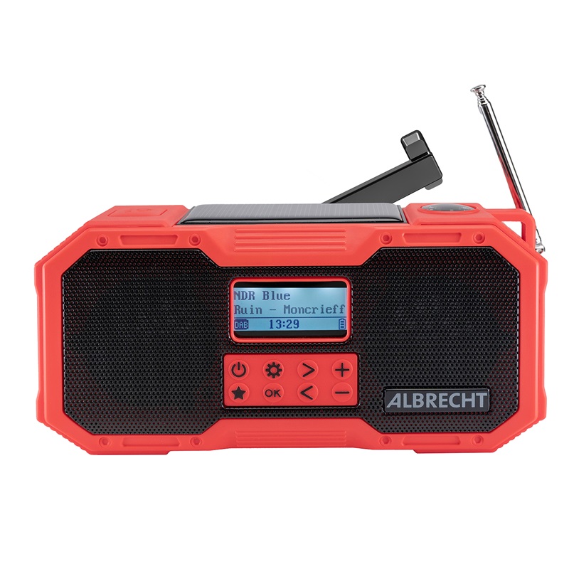 RADIO ALARMOWE ALBRECHT DR112 FM/DAB+/BT dynamo/solar SOS latarka power bank IPX5