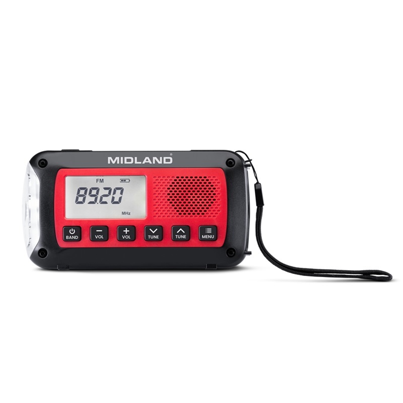 RADIO ALARMOWE MIDLAND ER100 AM/FM dynamo/solar/USB latarka 2600mAh Li-Ion