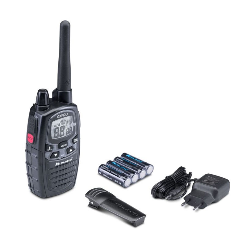 RADIO PMR MIDLAND G7-PRO Single PMR/LPD radio+ład.ścien.+4accu