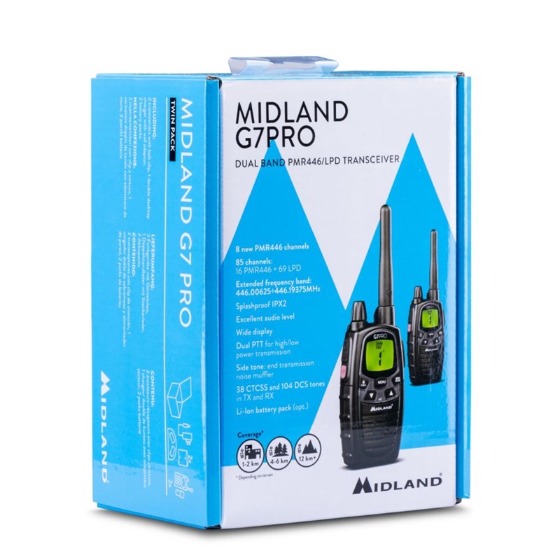 RADIO PMR MIDLAND G7-PRO Twin PMR/LPD k pl=2szt+ład.st+2xpakiet 800mAh