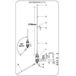 ANTENA BAZOWA CB NEW BOOMERANG-27A balko nowa
