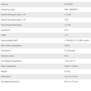TAPPER 7dB 698-3800MHz 300W 4.3-10F  160dBc