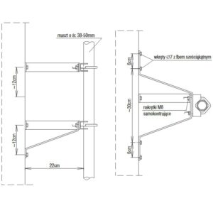 UCHWYT ŚCIENNY VF230P 38-50mm/22cm