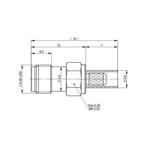 SMA-F GNIAZDO NA RG-316/174 lut/zagn nikiel G7