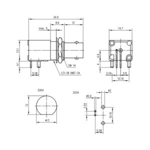 BNC-F GNIAZDO KĄTOWE MONTAŻOWE DO PCB