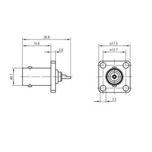 BNC-F GNIAZDO PANELOWE 4 otwory