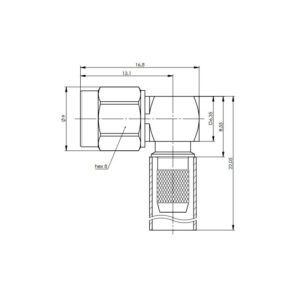 SMA-M WTYK KĄTOWY NA RG-223/142 lut/zagn Ni