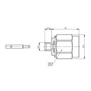 SMA-M WTYK NA RG-405 lut G11